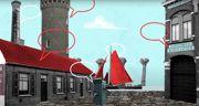 gebouwen met tekstballonnen